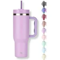 Milu Thermobecher Edelstahl Tumbler To Go 1200 ml, mit Strohhalm und Henkel