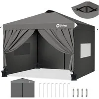 Sekey Faltpavillon 3x3 m Gartenpavillon mit 4 Seitenteilen und Privatsphären Fenster, mit 4 Seitenteilen, (Inklusive 4 Sandsäcke), 3 wählbare Höhen: 250cm, 260cm und 270cm, Stabil und Windfest
