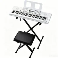 LALAHO Klavier 61 Tasten E Keyboard Set mit Ständer, Digital Keyboard, LCD-Display mit MIDI USB, Kinder Keyboard Set, Digitalpiano Anfänger