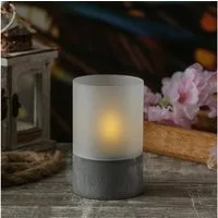 MARELIDA LED Windlicht Solar Kerze Glas Windlicht flackernd Solarleuchte Tischleuchte grau, LED Classic, warmweiß (2100K bis 3000K)