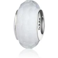 PANDACHARMS Bead Weißer Sternenstaub Facetten Glas Charm für Armband, Hülse 925 Silber