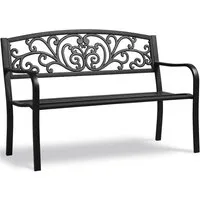 Yaheetech Gartenbank aus Mattiertem Metall mit Wellenmuster im Vintage-Stil, 3-Sitzer-Metallbank für Garten/Terrasse/Balkon