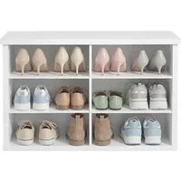 VASAGLE Schuhbank Sitzbank, Schuhregal, für Wohnzimmer, Flur, mit Stauraum, 6 Fächer, verstellbare Ablagen, 29,5 x 80 x 50 cm