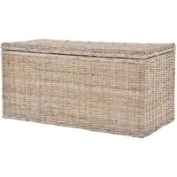 Krines Home Wäschetruhe Rattantruhe Groß Deckel Natur Rattan Truhe Aufbewahrung XL 100x50x50, Große Truhe mit viel Stauraum