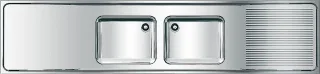 KWC Aquarotter Gewerbespüle, MAXIMA, Edelstahl, 2 Becken, 2600x432x600 mm, Tropfteil re, 2000057712 2000057712