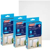 tesa Fliegengitter-Gewebe Klett Fliegengitter für Fenster - Insektenschutz - 130x150 cm, (Packung, 3-St., Fliegennetz, Klettband), mit Klettband, zuschneidbar - Mückenschutz ohne Bohren