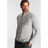 Man's World Henleyshirt Langarm, mit lässigem Print, Rundhalsausschnitt mit Knopfleiste