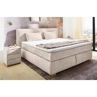 Jockenhöfer Gruppe Boxspringbett Valentina in der Breite 180cm, beige, extra dickes Kopfteil mit Keder, 7-Zonen-TTFK-Matratzen, Visco-Topper, verschiedene Härtegrade wählbar