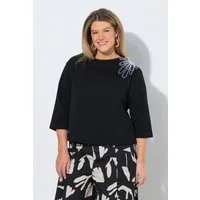 Ulla Popken Sweatshirt Sweatshirt Stickerei U-Boot-Ausschnitt 3/4-Arm