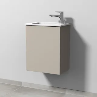 Sanipa 3way Waschtischunterbau zu Duravit ME by Starck Waschtisch mit 1 Tür, Kaschmir-Matt SP7201U