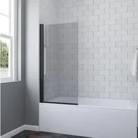 AQUABATOS Badewannenaufsatz schwarz ohne bohren Eck Glas 80x140cm 70x140cm 1 teilig, 5 mm Einscheiben-Sicherheitsglas (ESG) mit Nanobeschichtung, Lotuseffekt