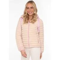 Zwillingsherz Steppjacke abnehmbarer Kapuze, Print hinten, wärmend, Reißverschlusstaschen