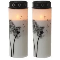 MARELIDA LED-Kerze LED Grablichter Grabkerzen Pusteblume 2500 Std. Friedhofskerze 2er Set, LED Classic, amber