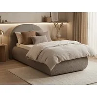 Beautysofa Polsterbett MOTTI 90x200 mit Bettkasten und gepolstertem Kopfteil (mehrere Farben, Bouclé-Stoff), wahlweise ohne Matratze oder mit Matratze