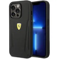 Ferrari Handyhülle Case Echtleder Logo schwarz iPhone 14 Pro Max 6,7 Zoll, Kantenschutz
