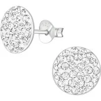 ALEXANDER YORK Paar Ohrstecker GEO Kristall rund 10 mm I weiß, 2-tlg., 925 Sterling Silber