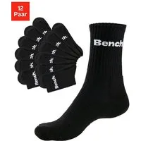 Bench. Tennissocken Damen Herren Sportsocken, Laufsocken, (Packung, 12-Paar, Crew-Socken, Großpackung) mit Fuß Polsterung, Baumwoll Frottee