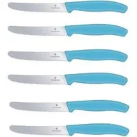 Victorinox Tafelmesser Tafelmesser Set 6er Pack mit präziser Schneide, Karibikblau (6 Stück), Swiss Classic Limited Edition, ideal für Brotzeit, zeitloses Design