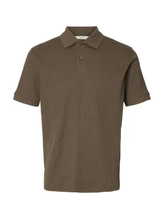 selected men - SLHCOLE RIB SS POLO chocolate chip - Gr. - L