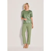 MADELEINE Kurzarmshirt Kurzarm Oberteil mit Glanzdruck Rundhals-Shirt mit edlem Glanzdruck, halblang
