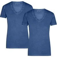 James & Nicholson T-Shirt Doppelpack Tailliertes Damen T-Shirt mit trendiger Spraytechnik JN975 (Doppelpack, 2er-Pack) Trendiges T-Shirt mit V-Ausschnitt