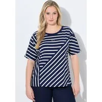 Ulla Popken T-Shirt T-Shirt Streifenmix Oversized Rundhals Halbarm