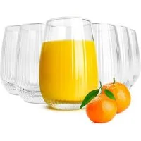 Sendez Cocktailglas 6 Trinkgläser 350ml (max. 400ml) geriffelte Oberfläche Cocktailgläser, 6-tlg., Glas