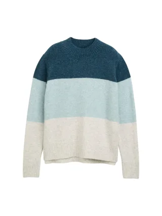Denim Tom Tailor - Strickpullover mit Colour Blocking petrol mint beige colorblock - Gr. - XXL