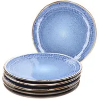 MamboCat Frühstücksteller 6er Set Dessert-/Kuchenteller 22cm Santorini reactive glaze blau