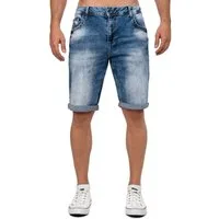 Cipo & Baxx Jeansshorts Herren Regular Fit Kurze Hose Stonewashed BA-CK266 Markenstickerei auf der Gesäßtasche