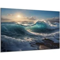 DARO Design Leinwandbild Modern Abstrakt Wandbilder XXL Wandbild Wand Deko Leinwand Bilder, (Sturmwellen - Bild groß Wohnzimmer Schlafzimmer Küche Esszimmer Einteilig Querformat Fotodruck Leinwände Wanddeko Abstrakte Kunst Boho), 30x20cm