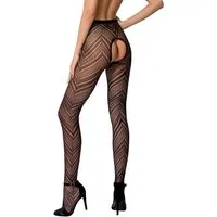 Passion Feinstrumpfhose Ouvert-Strumpfhose in schwarz aus Netz elastisch 20 DEN (1 St)