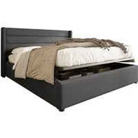 Flieks Funktionsbett cozy, Polsterbett Stauraumbett Hydraulisches Doppelbett Leinen 140x200cm