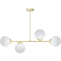 Licht-Erlebnisse Deckenleuchte DEKUT, ohne Leuchtmittel, Glas Metall in Gold Weiß E27 4-flammig Kugelschirm Modern