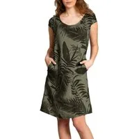 Caspar Sommerkleid SKL027 knielanges elegantes Damen Sommer Leinenkleid Luftig leicht, figurumspielende Form, mit seitlichem Jersey-Einsatz