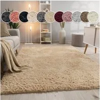 Paco Home Hochflor-Teppich Silky 591, rechteckig, Höhe: 37 mm, Uni-Farben, besonders weich und kuschelig