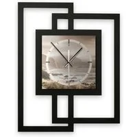 Kreative Feder Wanduhr Design-Wanduhr „Küste“ in modernem Metallic-Look (ohne Ticken, Funk- oder Quarzuhrwerk, elegant, außergewöhnlich, modern)