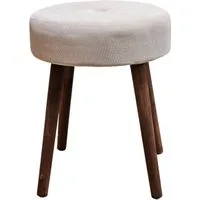 Meinposten Polsterhocker Hocker Fußhocker Cord Holzbeine Sitzhocker rund beige 35x45 cm (1 St)