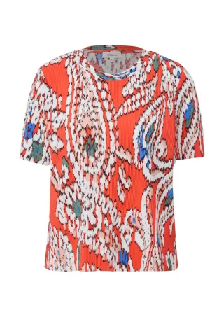 s.Oliver Red Label - T-Shirt mit Plisseefalten orange - Gr. - 36