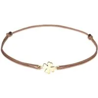 Elli Armband Kleeblatt Textilarmband 925 Silber vergoldet (kein Set, 1-tlg), Glück