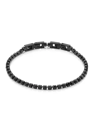 Zeeme Stainless Steel Armband Edelstahl/PVD schwarz Kristalle schwarz