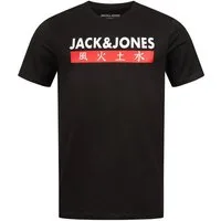 Jack & Jones Print-Shirt ELEMENTS TEE SS CREW NECK Kurzarmshirt aus Baumwolle Stretch Shirt Baumwoll-Jersey Logo Druck