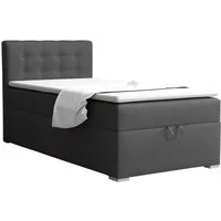 Deine Möbel 24 Boxspringbett TEEN 3 Bett für Teenager Jugend Jugendbett Einzelbett (Jugendzimmer Beige Grau Hellgrau Grau Anthrazit Schwarz, 3-St., Bonellfederkern-Matratze H3 Taschenfederkern-Matratze H4), 90x200 100x200 Polsterbett Velours