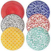 vancasso Speiseteller 4/6-tlg Speiseteller für 4/6, Porzellan Tafelservice, Bunt/Blau, (6 St)