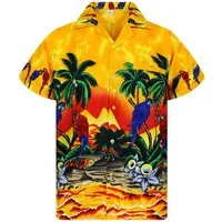 King Kameha Hawaiihemd Parrot Funky Hawaii-Hemd Herren Kurzarm Front-Tasche Stylish Unisex