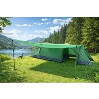 everest 1953 Tunnelzelt mit Tarp Vordach grün Maipo 2 1/2 Personen Zelt Silikon >10000 mm, Personen: 2, Aluminiumgestänge, Tarp/Vordach - paßgenau (ohne Trekking Poles)