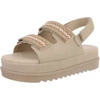 Ital-Design Bequeme Damen-Sandalen mit verstellbaren Riemen, sandfarben Plateausandaletten (89372420) Flach Plateausandaletten in Hellbraun