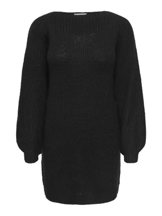 JDY - JDYWHITNEY MEGAN L/S BOAT DRESS KNT NOOS Black - Gr. - M