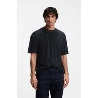 BOSS ORANGE T-Shirt florales Jacquardmuster, Baumwollfrottee, Relaxed Fit