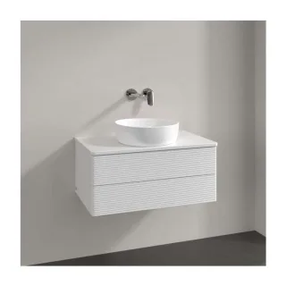 Villeroy und Boch Antao Waschtisch-Unterschrank K19150GF 80x36x50cm, Hahnloch, Waschbeckenplattenfarbe Lack, glossy white lacquer